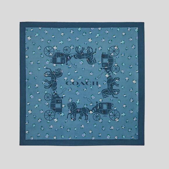 NWT‎ Coach Horse And Carriage Tea Rose Print Silk Bandana - Picture 1 of 5